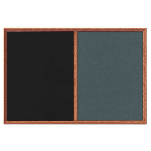 Enclosed Corkboard, 1 Door, 60"x36", 4" Fra, UV3424-SATIN-MEDGRY